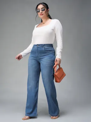 24/7 Comfort Light Blue Wide-Leg Mid Rise Denim Jeans