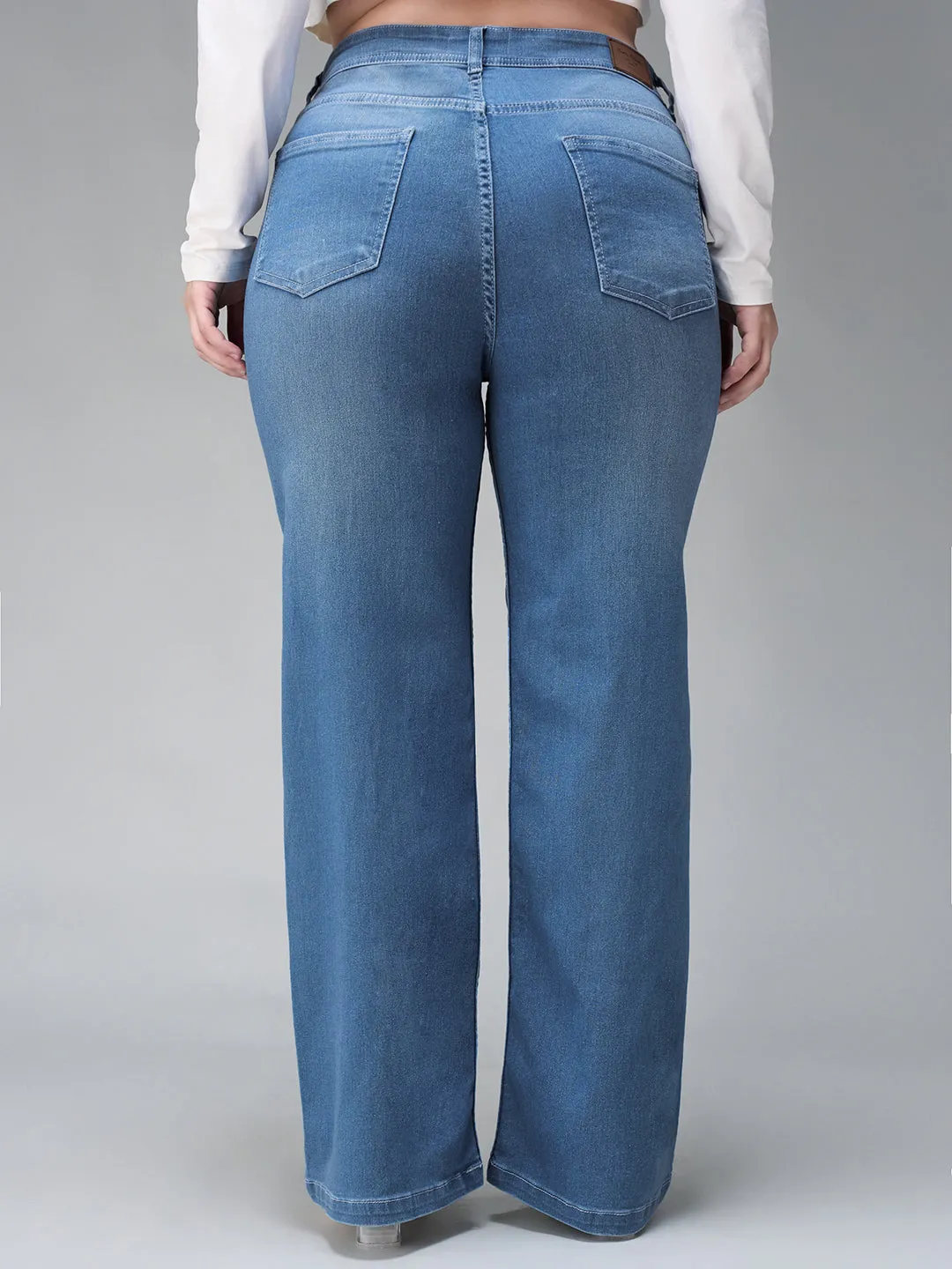 24/7 Comfort Light Blue Wide-Leg Mid Rise Denim Jeans