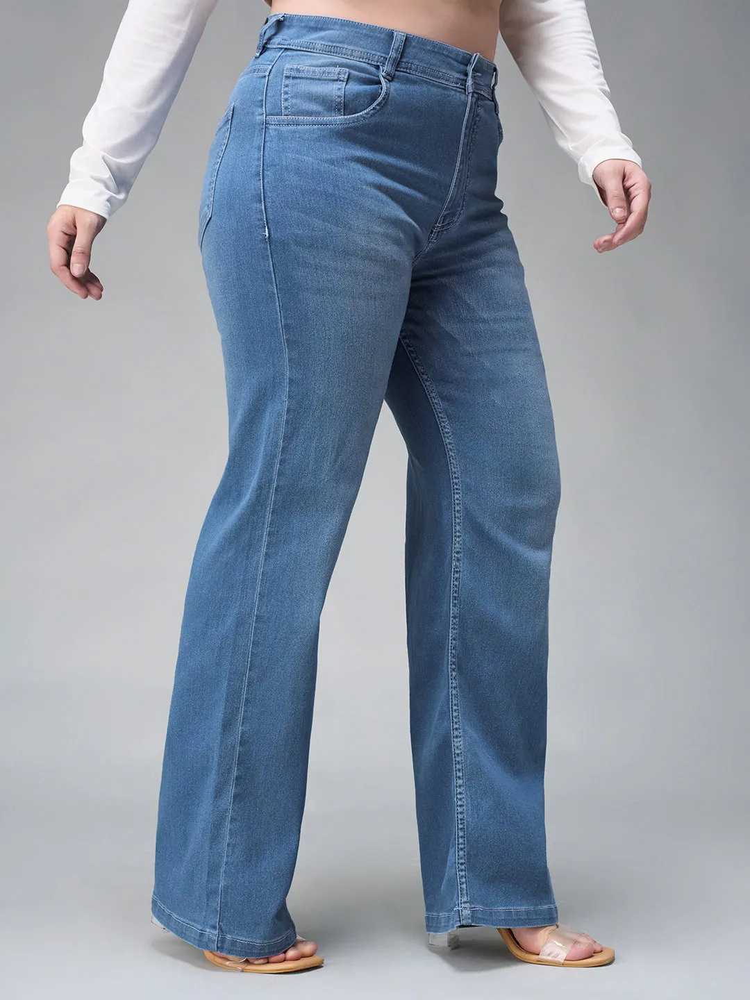 24/7 Comfort Light Blue Wide-Leg Mid Rise Denim Jeans