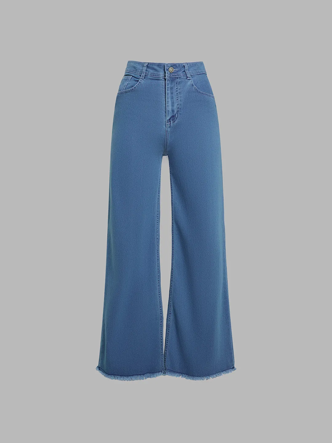 24/7 comfort Women's Blue Wide-Leg High-Rise Stretchable Denim Jeans