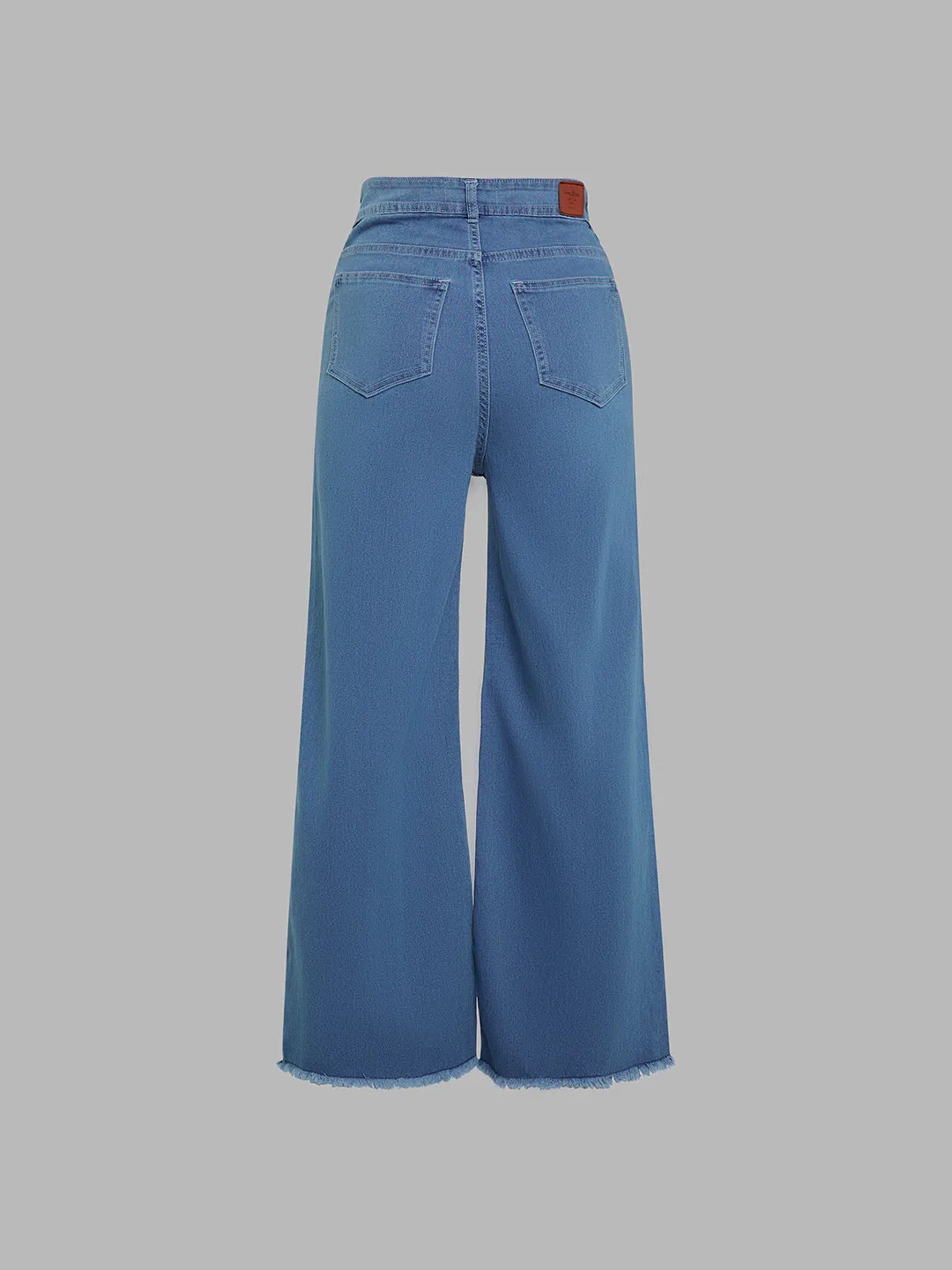 24/7 comfort Women's Blue Wide-Leg High-Rise Stretchable Denim Jeans