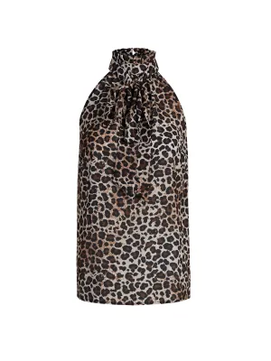 Animal Print Halter Bow Blouse