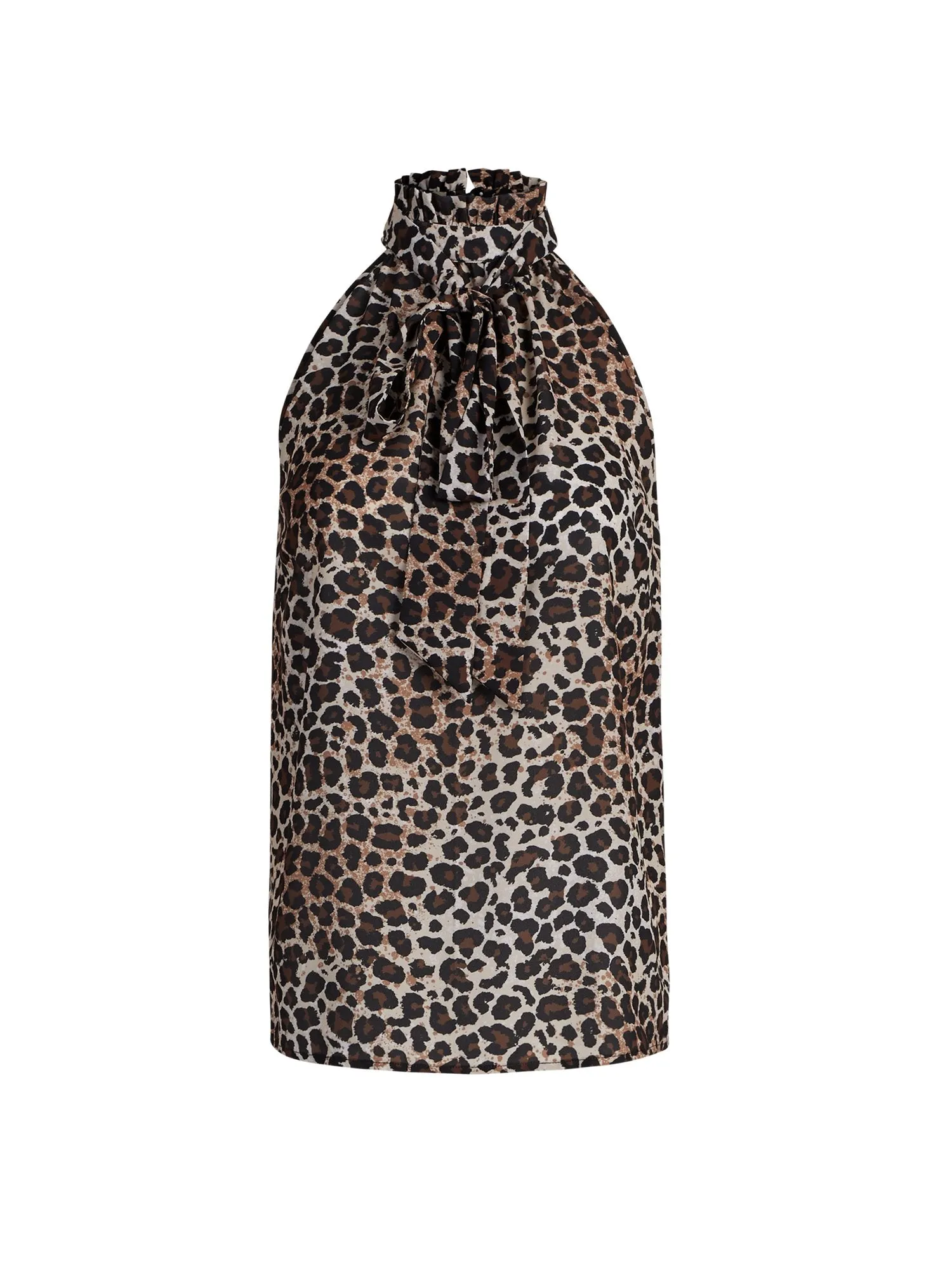 Animal Print Halter Bow Blouse