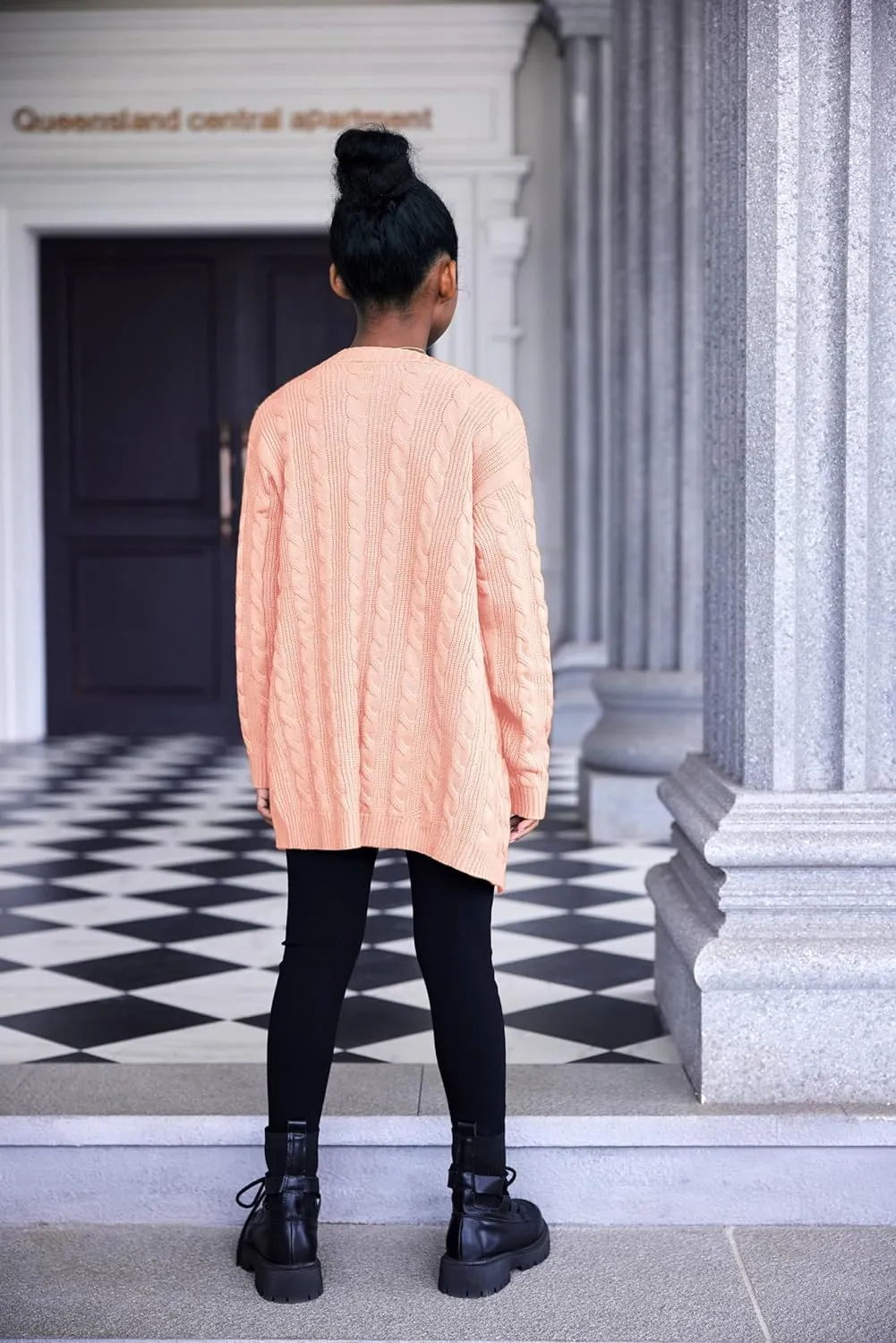 Arshiner Girls Open Front Cardigan Long Sleeve Thick Sweater Coat