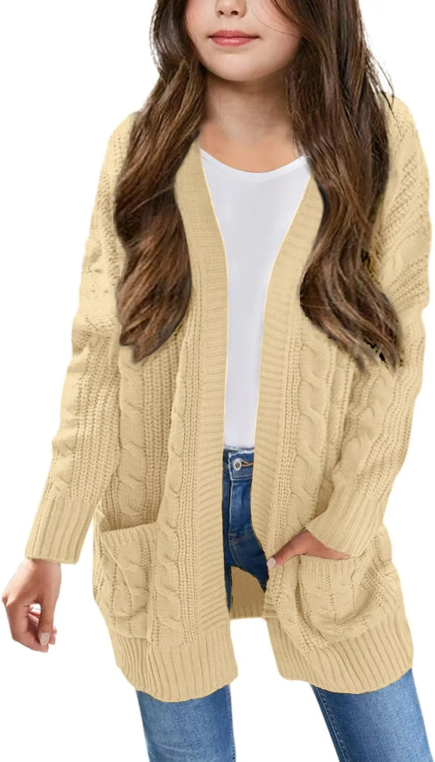Arshiner Girls Open Front Cardigan Long Sleeve Thick Sweater Coat