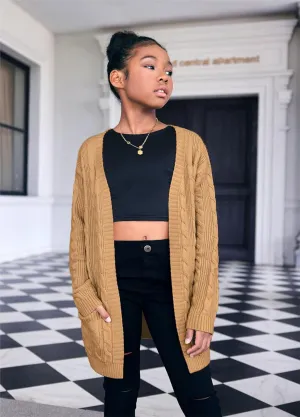 Arshiner Girls Open Front Cardigan Long Sleeve Thick Sweater Coat