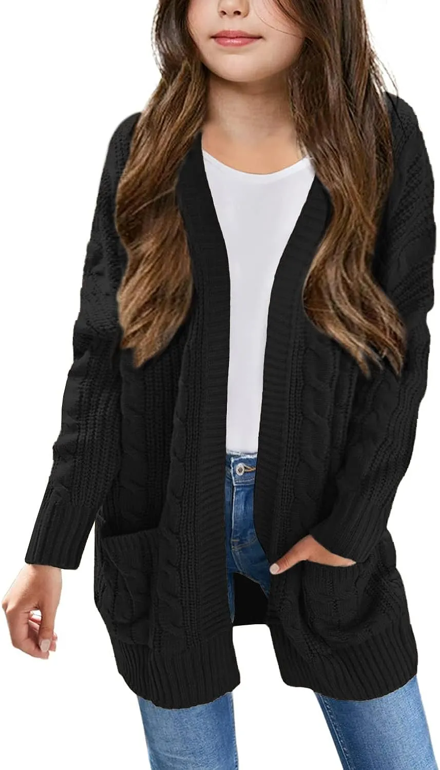 Arshiner Girls Open Front Cardigan Long Sleeve Thick Sweater Coat