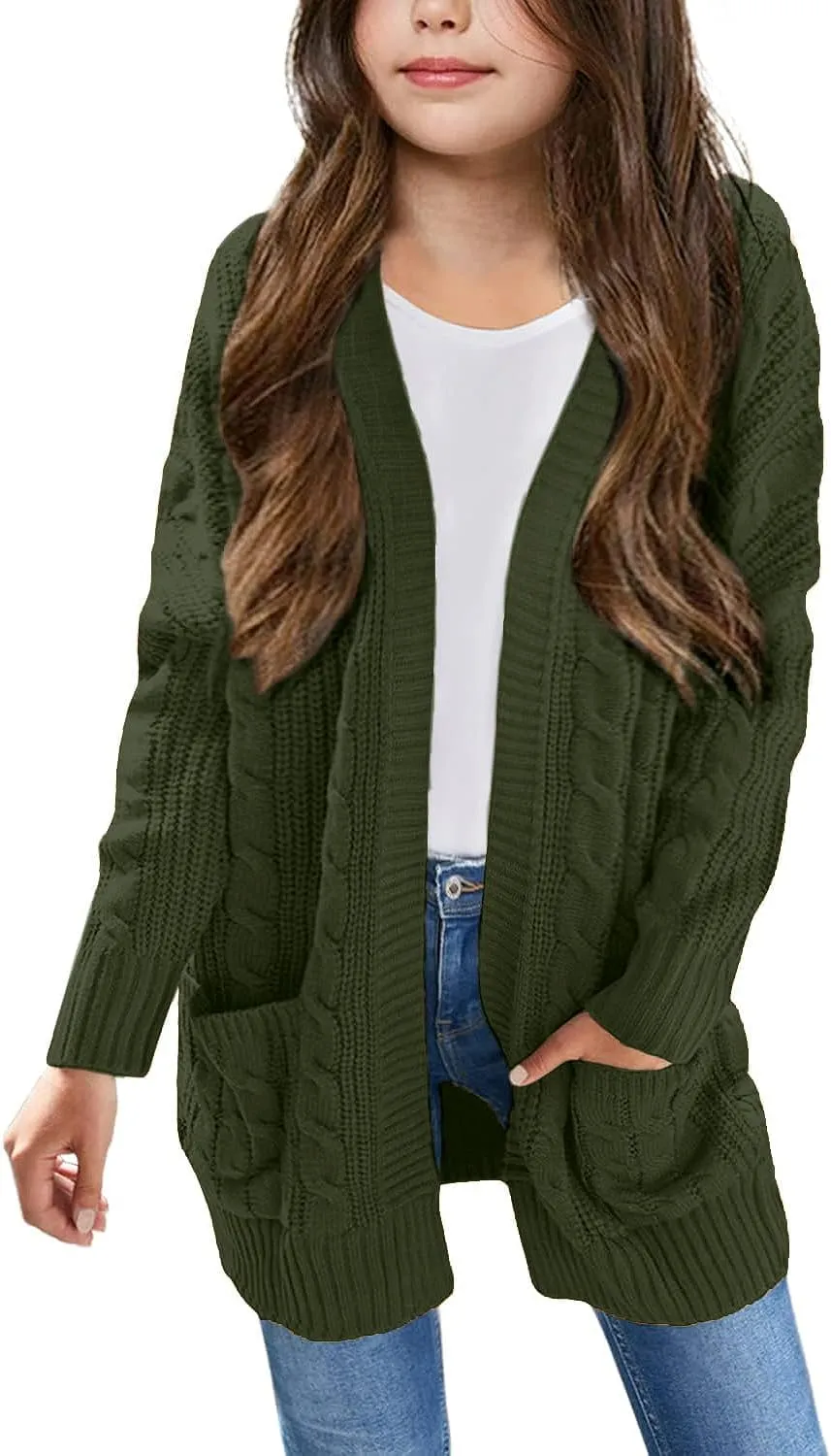 Arshiner Girls Open Front Cardigan Long Sleeve Thick Sweater Coat