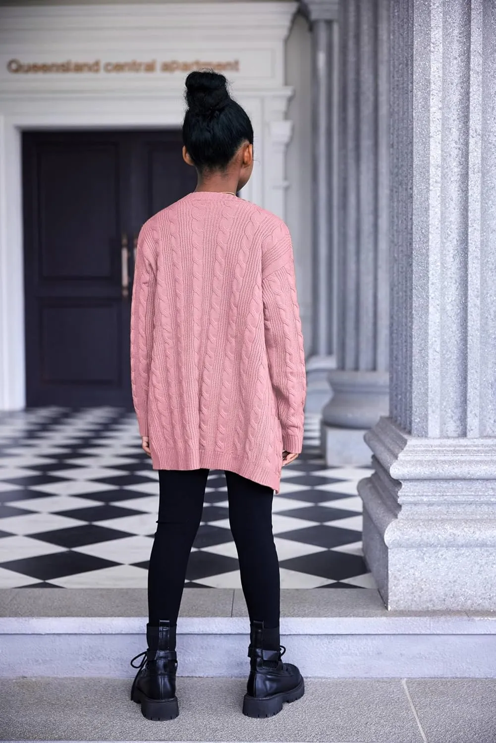 Arshiner Girls Open Front Cardigan Long Sleeve Thick Sweater Coat