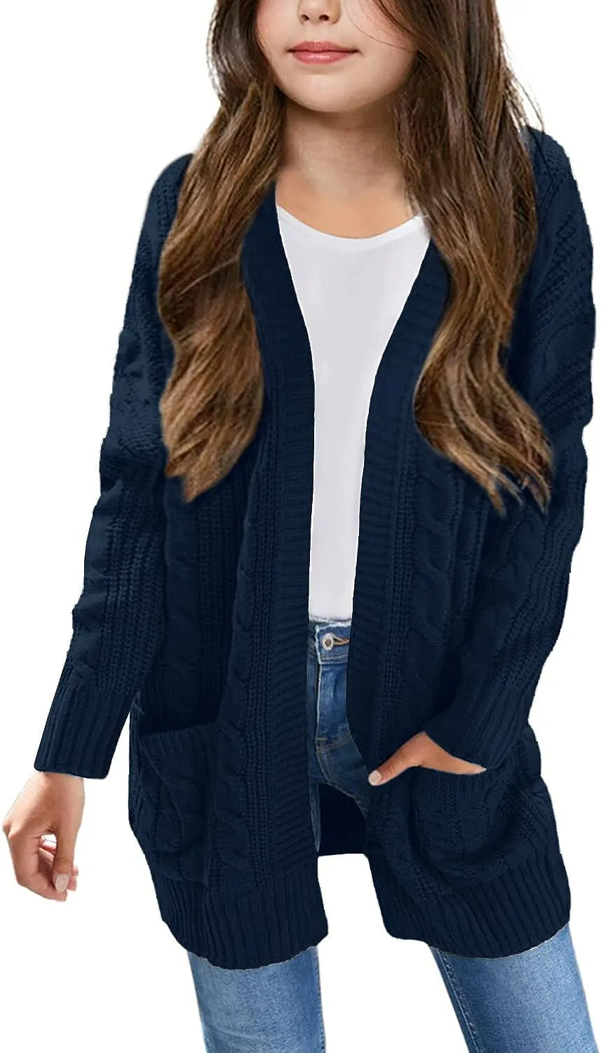 Arshiner Girls Open Front Cardigan Long Sleeve Thick Sweater Coat