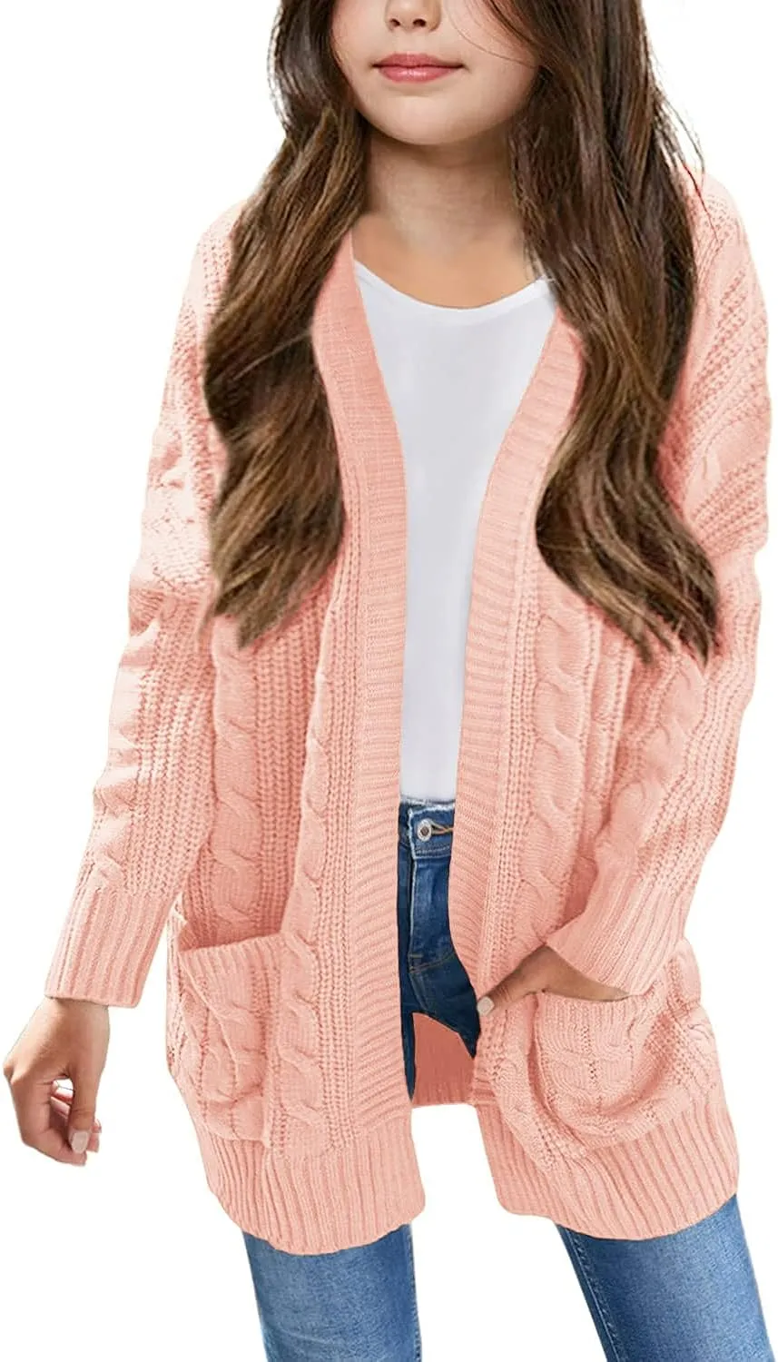 Arshiner Girls Open Front Cardigan Long Sleeve Thick Sweater Coat