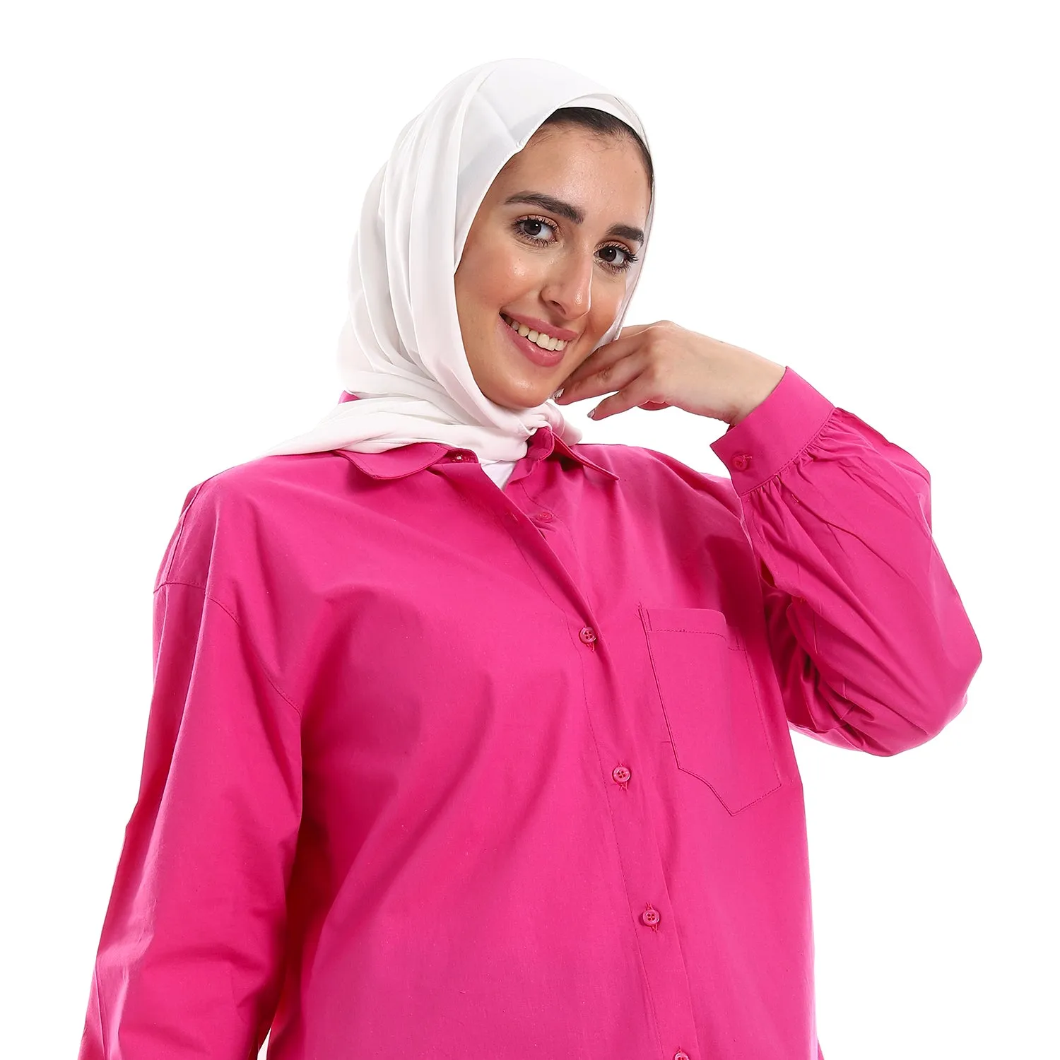 Below Hips Length High Low Plain Orange Women Casual Shirt