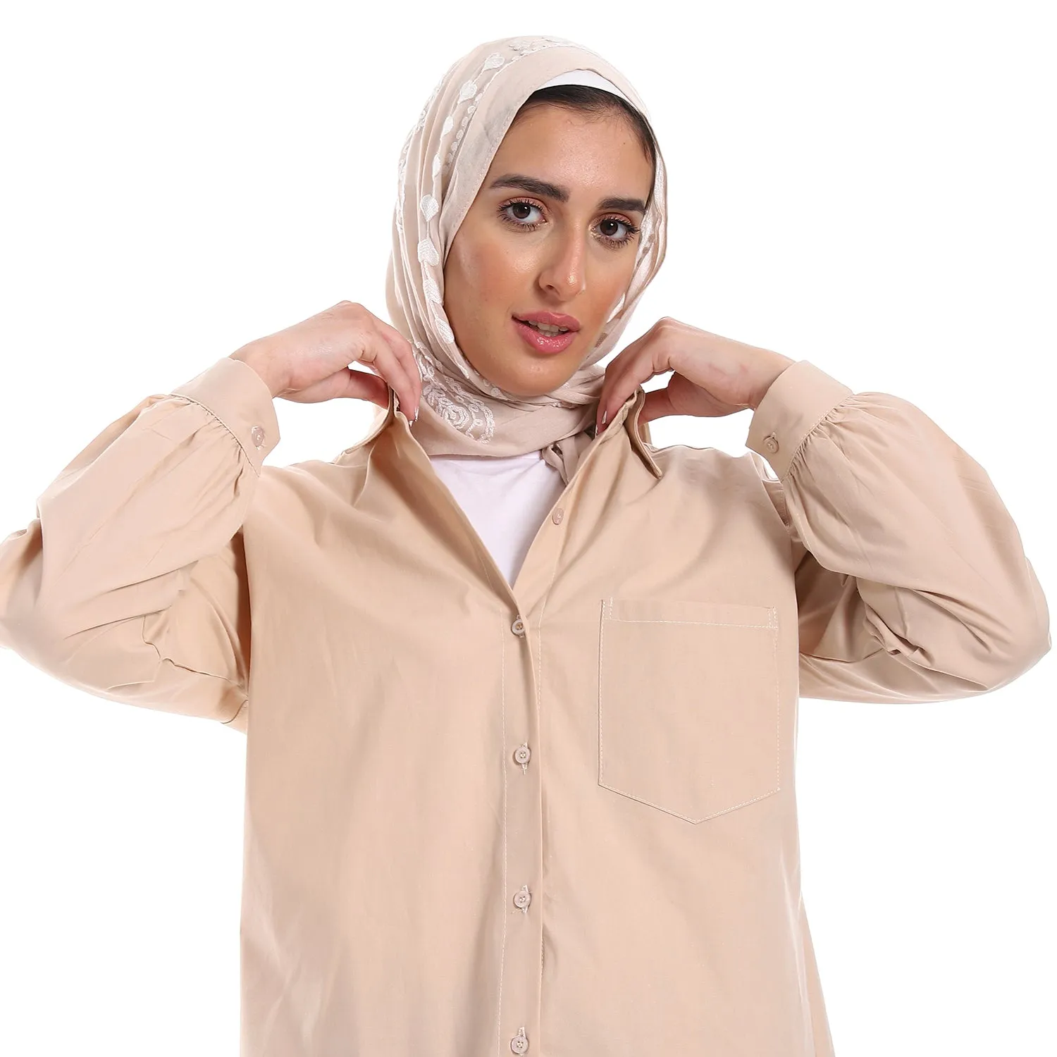 Below Hips Length High Low Plain Orange Women Casual Shirt