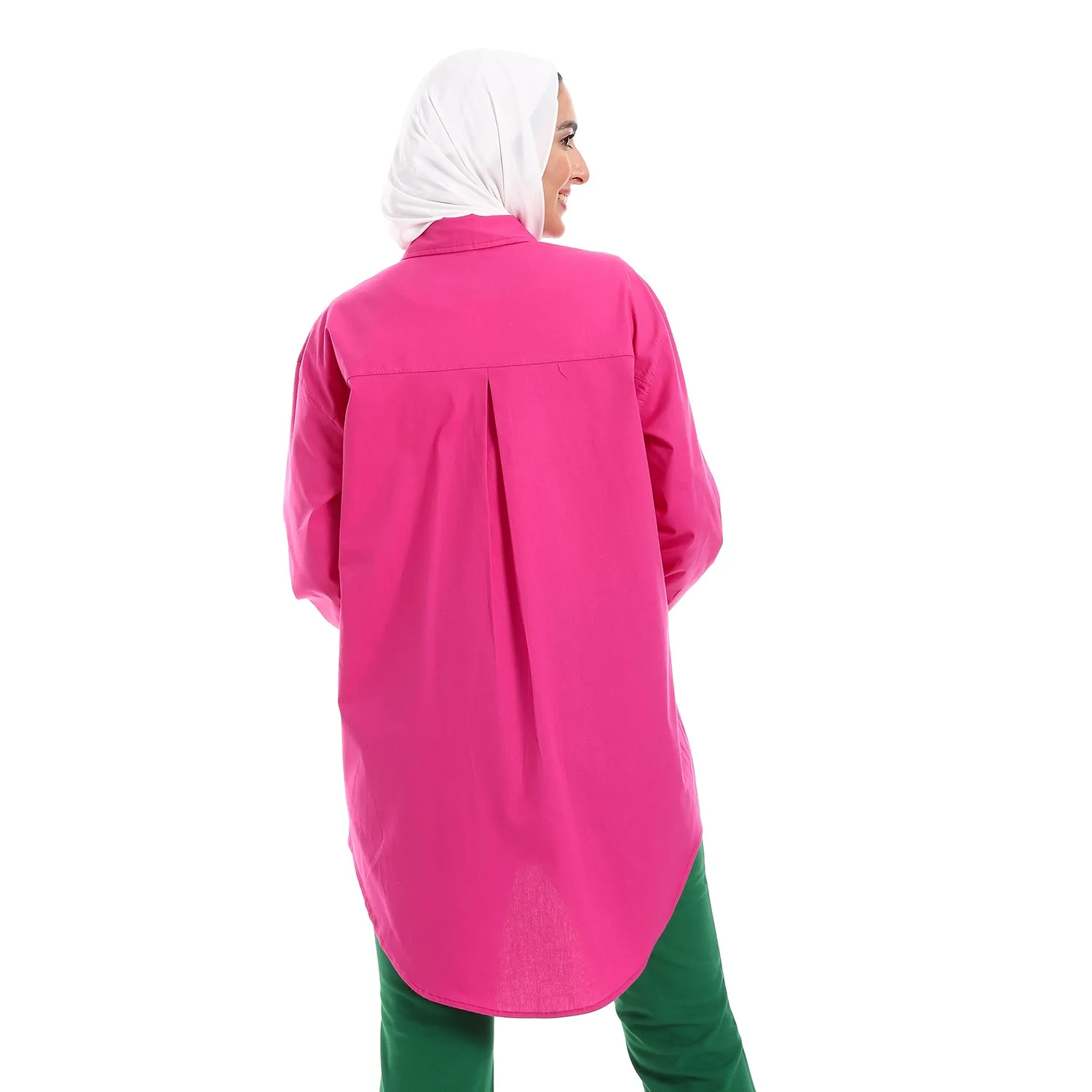 Below Hips Length High Low Plain Orange Women Casual Shirt
