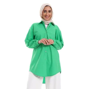 Below Hips Length High Low Plain Orange Women Casual Shirt