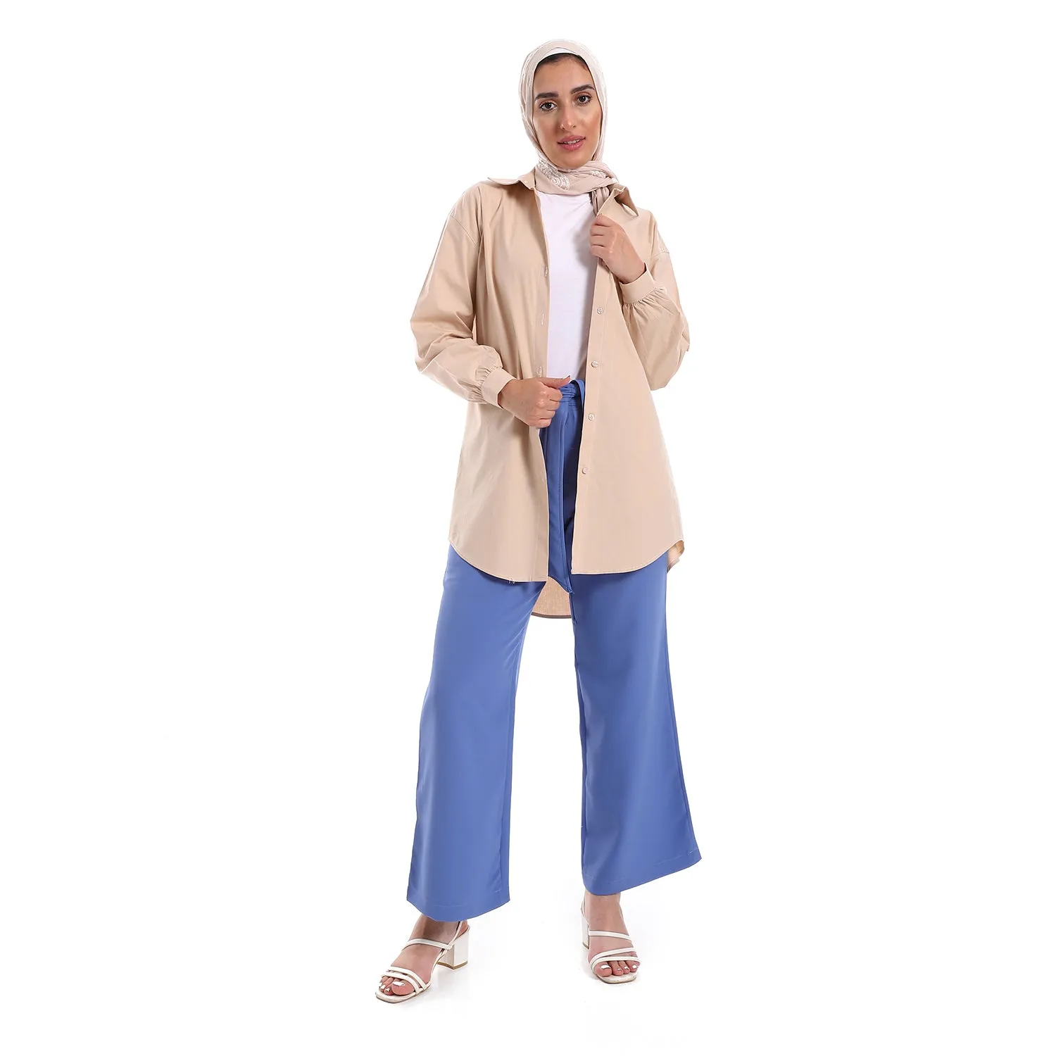 Below Hips Length High Low Plain Orange Women Casual Shirt