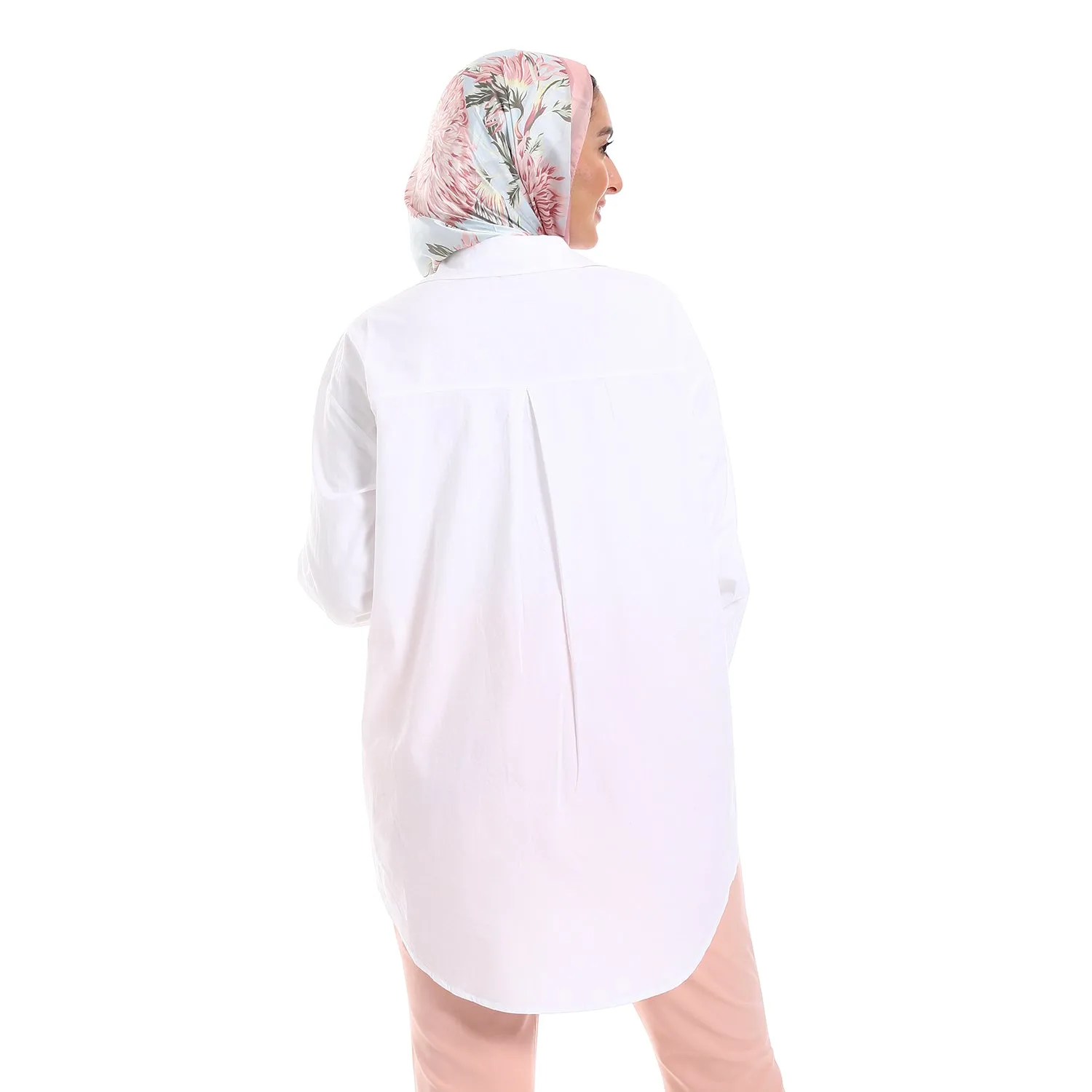 Below Hips Length High Low Plain Orange Women Casual Shirt