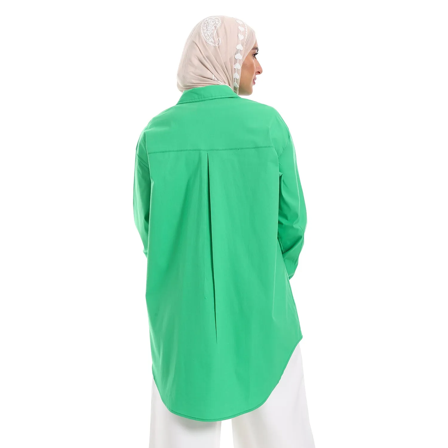 Below Hips Length High Low Plain Orange Women Casual Shirt