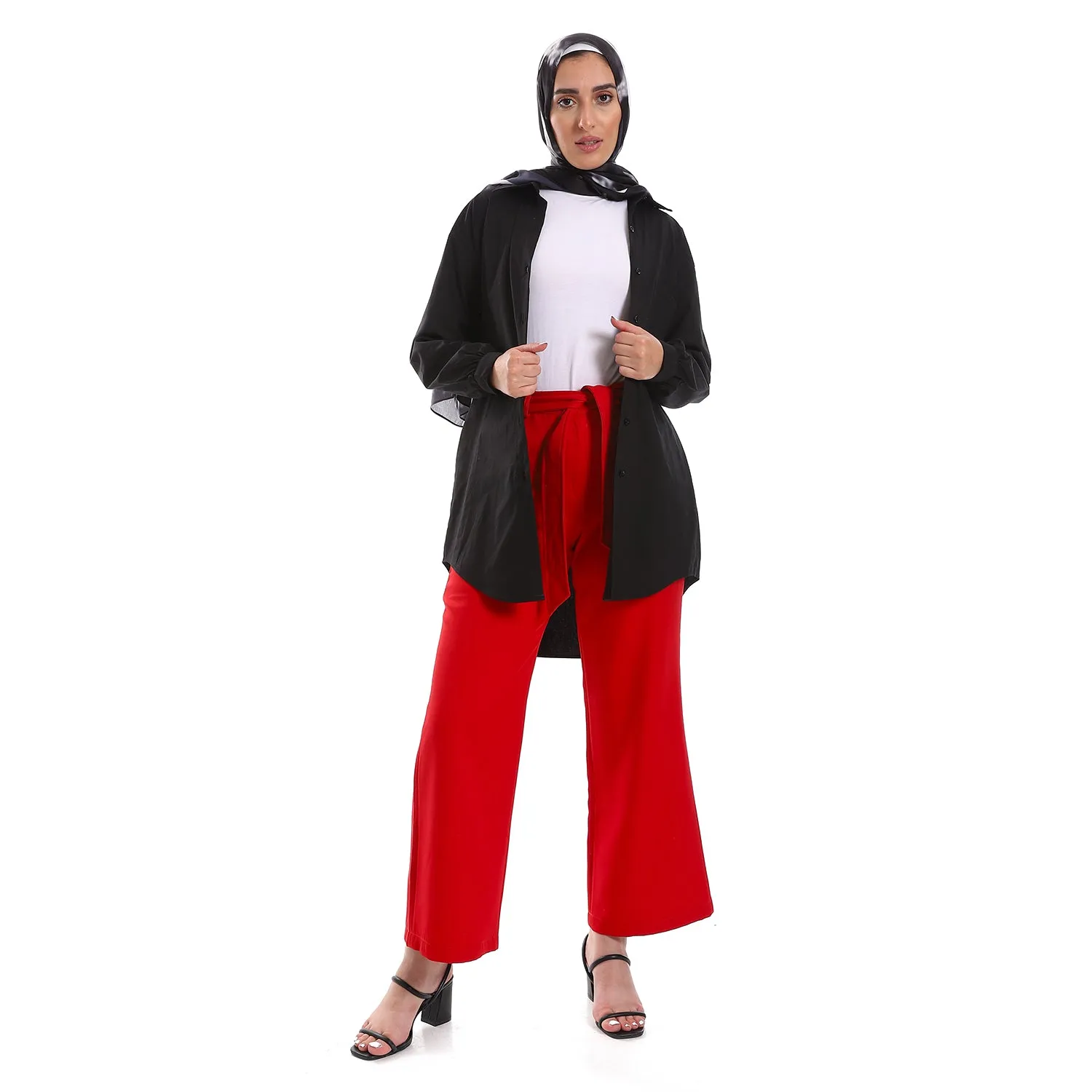 Below Hips Length High Low Plain Orange Women Casual Shirt