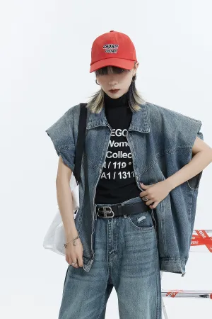 Big Silhouette Half-Sleeved Denim Jacket