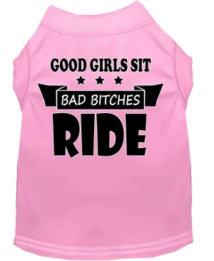 Bitches Ride Screen Print Dog Shirt Light Pink Xs (8)