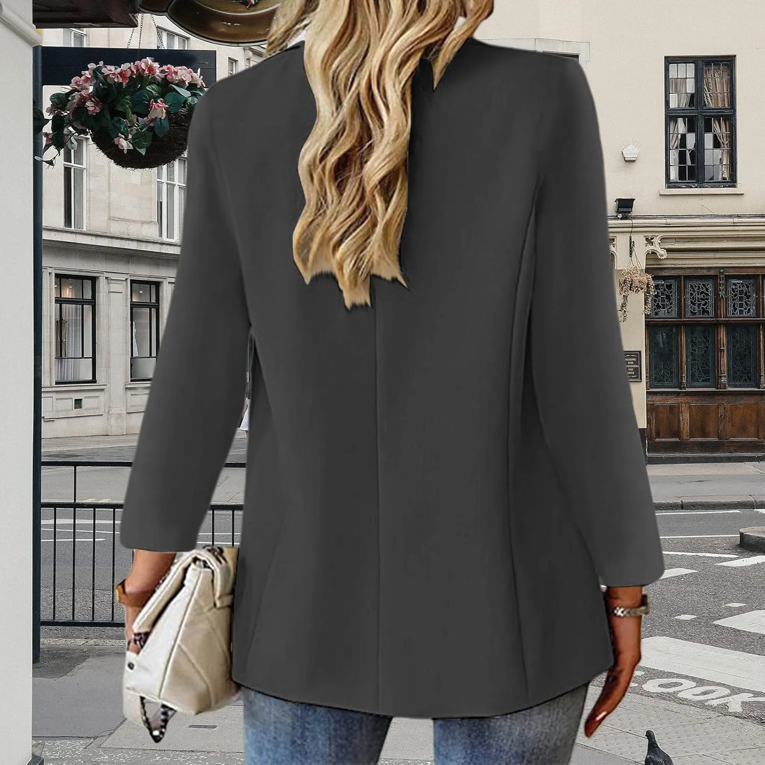 Blazers for Women 2025 with Pocket Business Casual Jacket Long Sleeve Open Front Cardigan Work Suit Fashion Blazers