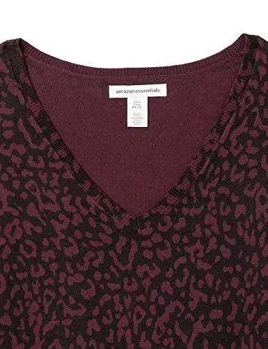 Burgundy Animal Women's Lightweight Long-sleeve V-neck Tunic Jumper - Ae Store