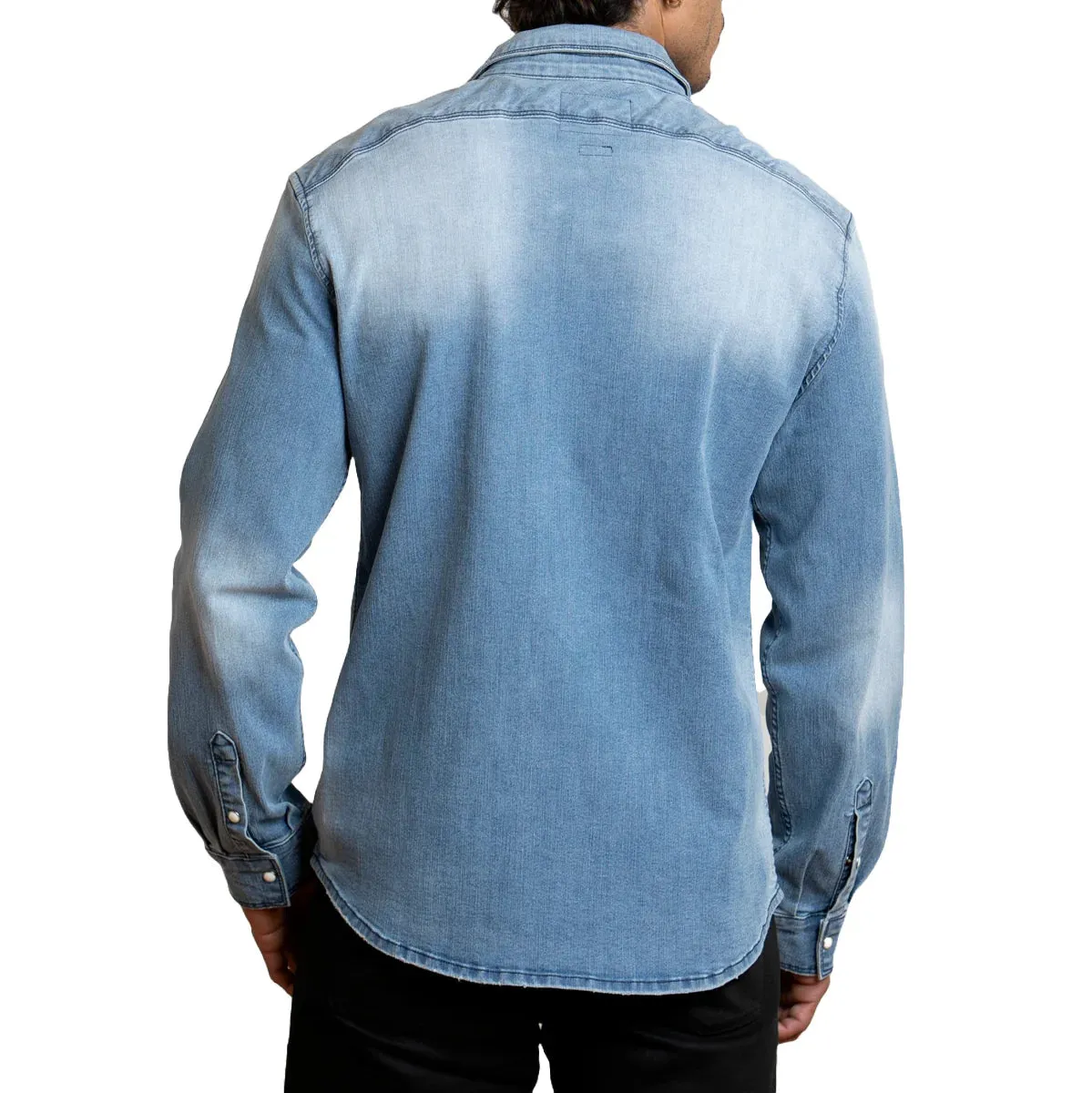 Canyon Of Heroes Pearl Snap Men's Big Sky Stretch Light Blue Snap Shirt WS23000