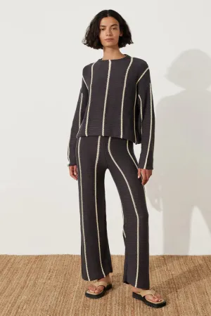 CHARCOAL STRIPE KNIT PANT