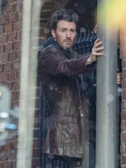 Chris Evans Red One Brown Leather Jacket
