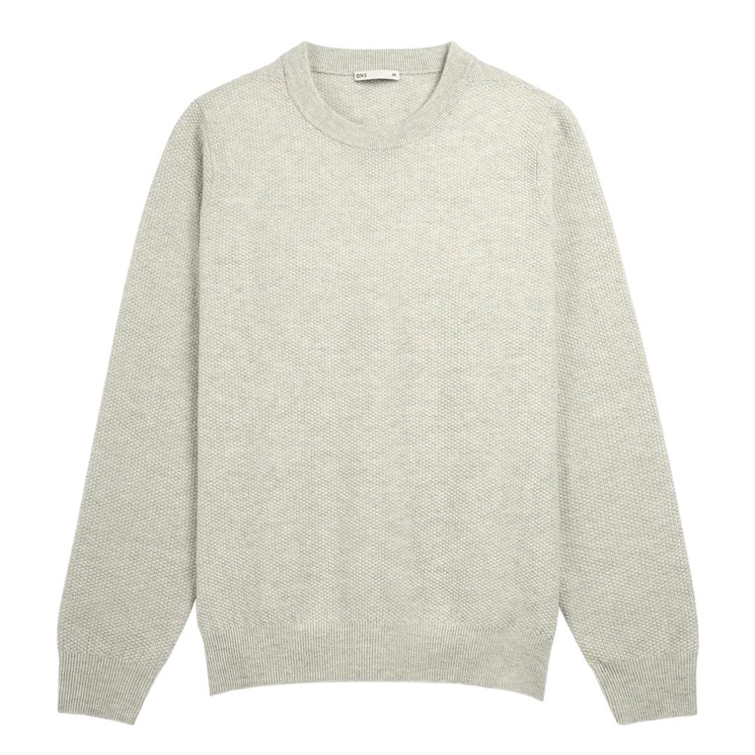 Dante Crew Jacquard Sweater - Stone Heather