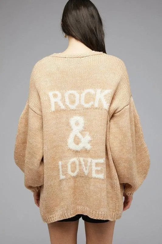 Davi & Dani Rock & Roll Knit Long Sleeve Cardigan