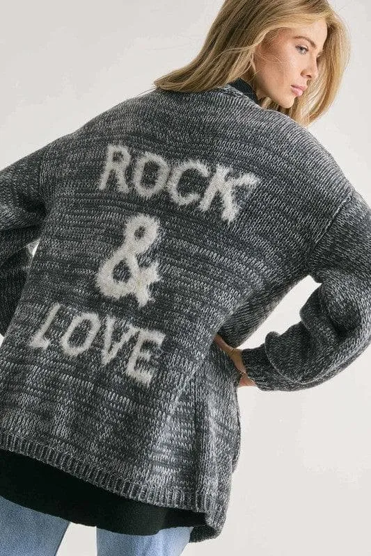 Davi & Dani Rock & Roll Knit Long Sleeve Cardigan