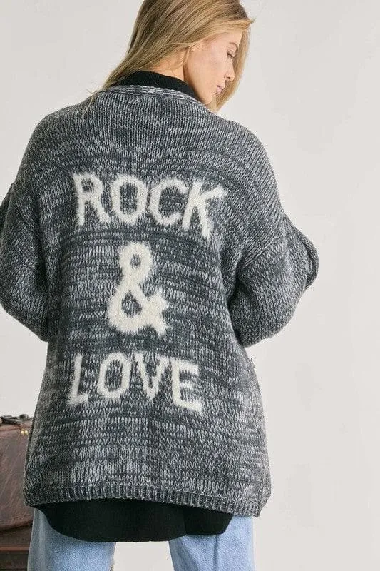 Davi & Dani Rock & Roll Knit Long Sleeve Cardigan