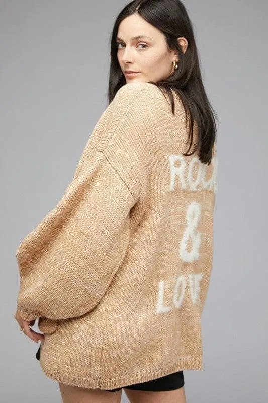 Davi & Dani Rock & Roll Knit Long Sleeve Cardigan