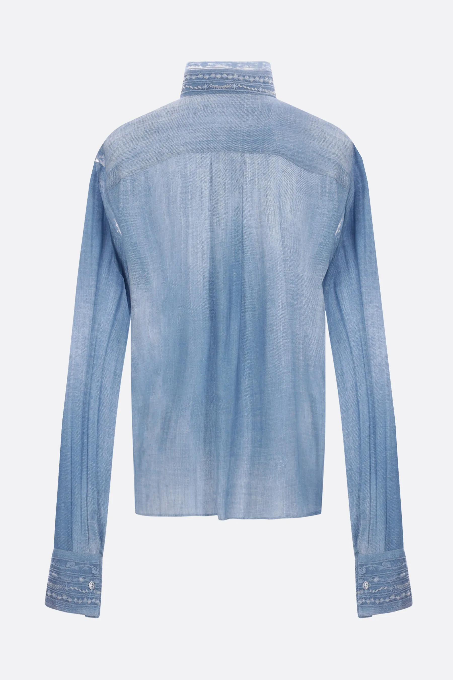 Denim Print Button-Up Shirt