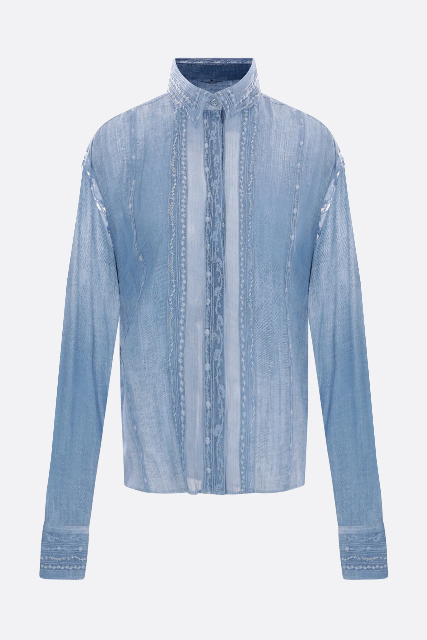 Denim Print Button-Up Shirt