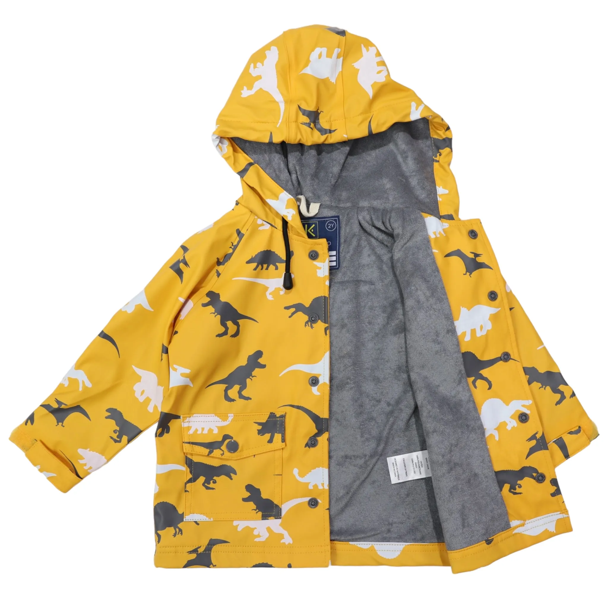 Dinosaur Colour Change Raincoat Mustard