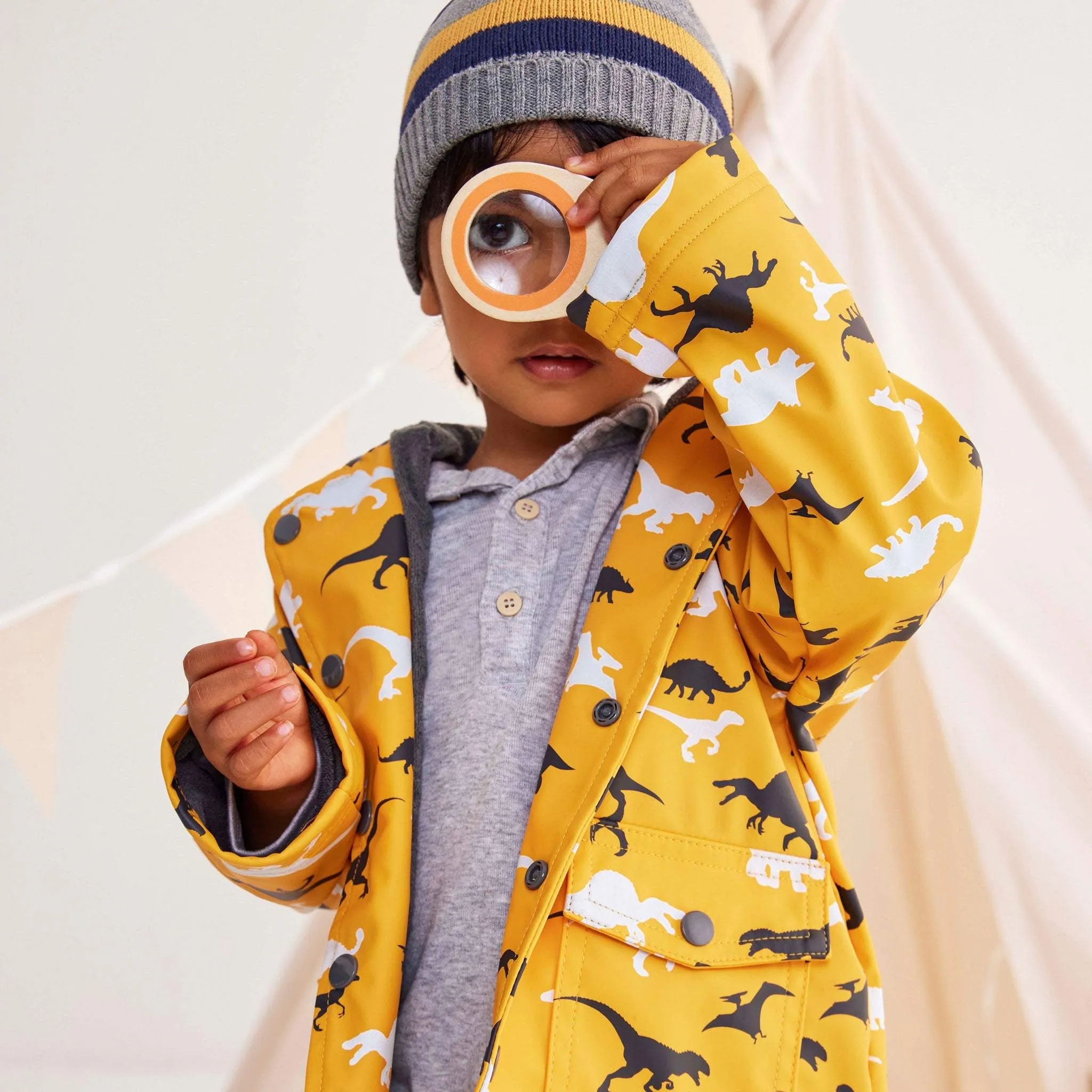 Dinosaur Colour Change Raincoat Mustard