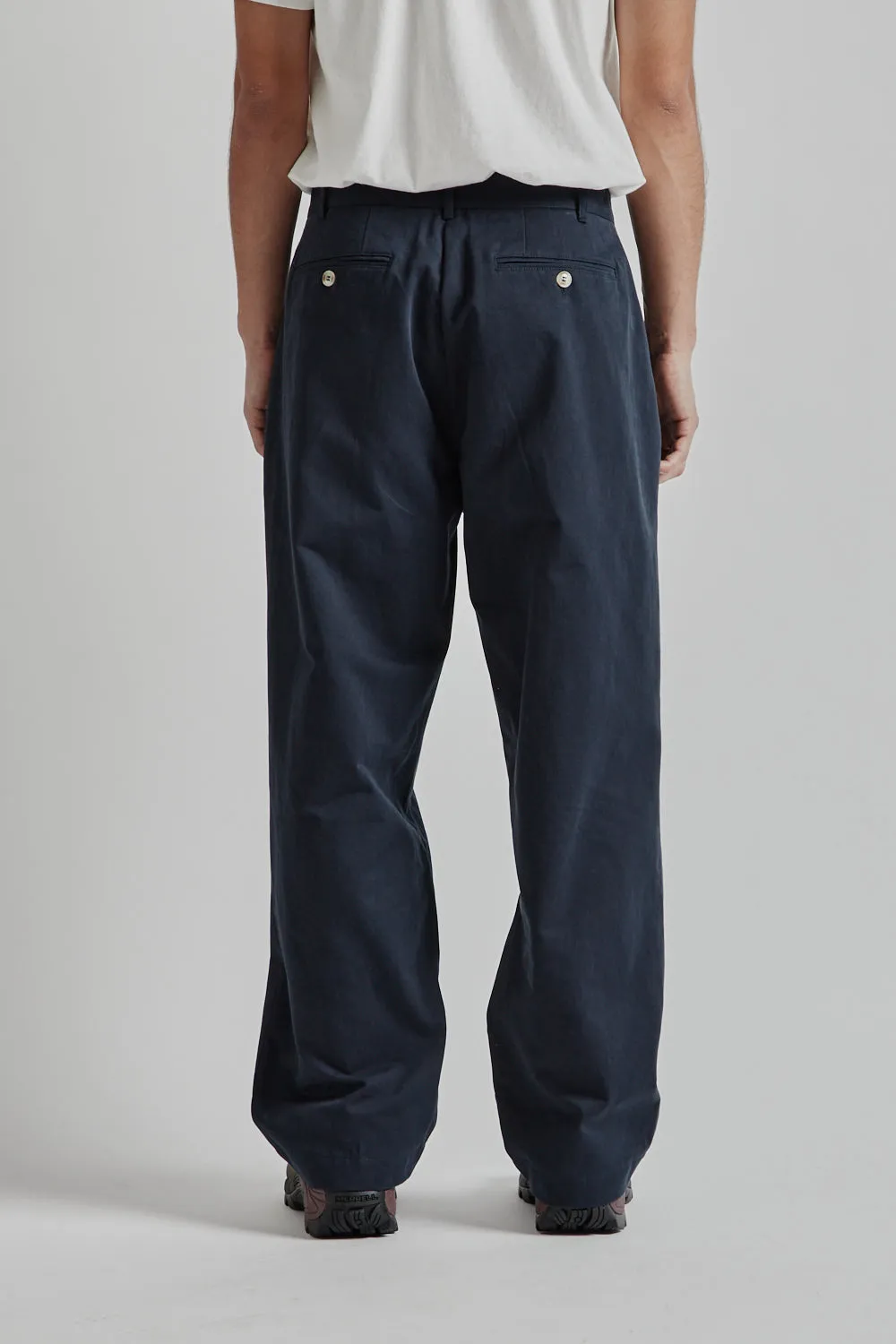 Double Pleated Pants High Density Cotton Twill - Navy Blue