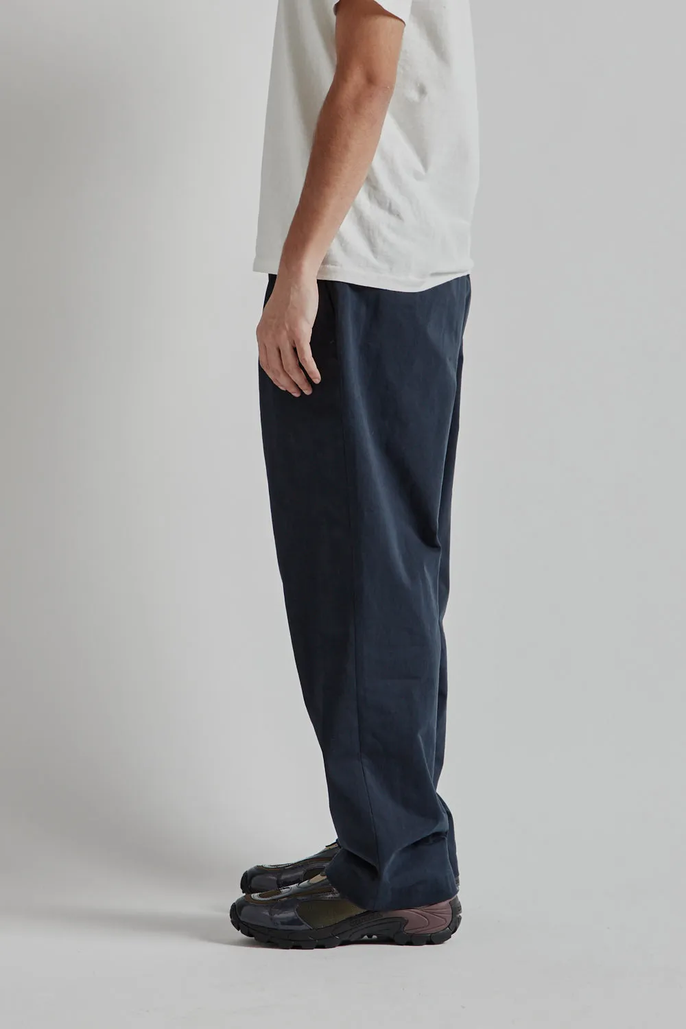 Double Pleated Pants High Density Cotton Twill - Navy Blue