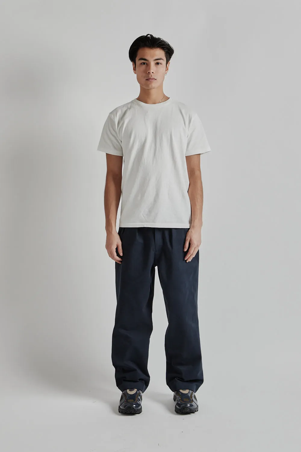 Double Pleated Pants High Density Cotton Twill - Navy Blue