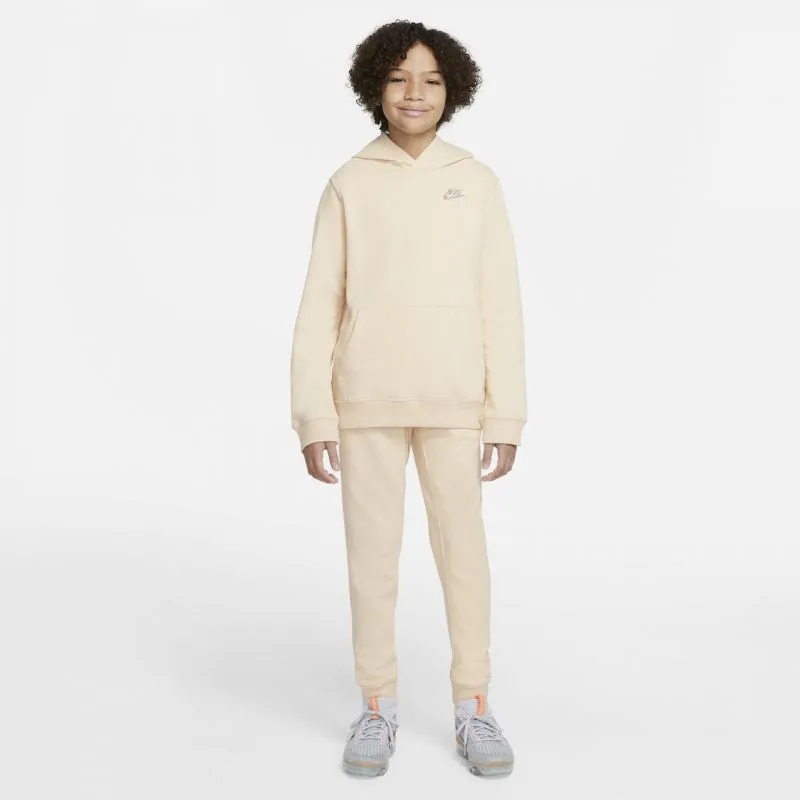 Eco-Friendly Beige Fleece Hoodie for Kids by Nike Sportswear