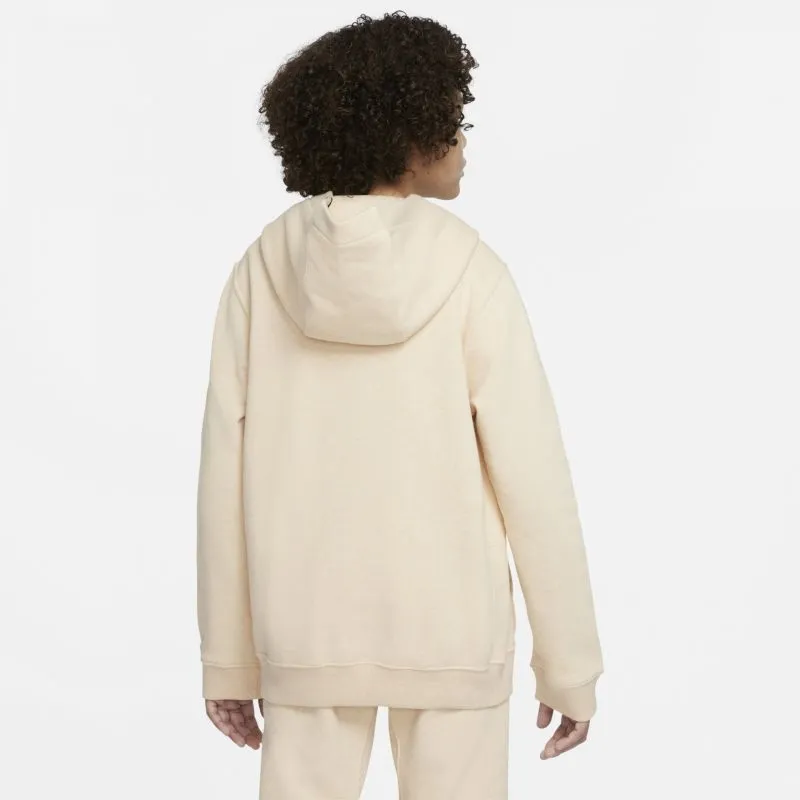 Eco-Friendly Beige Fleece Hoodie for Kids by Nike Sportswear