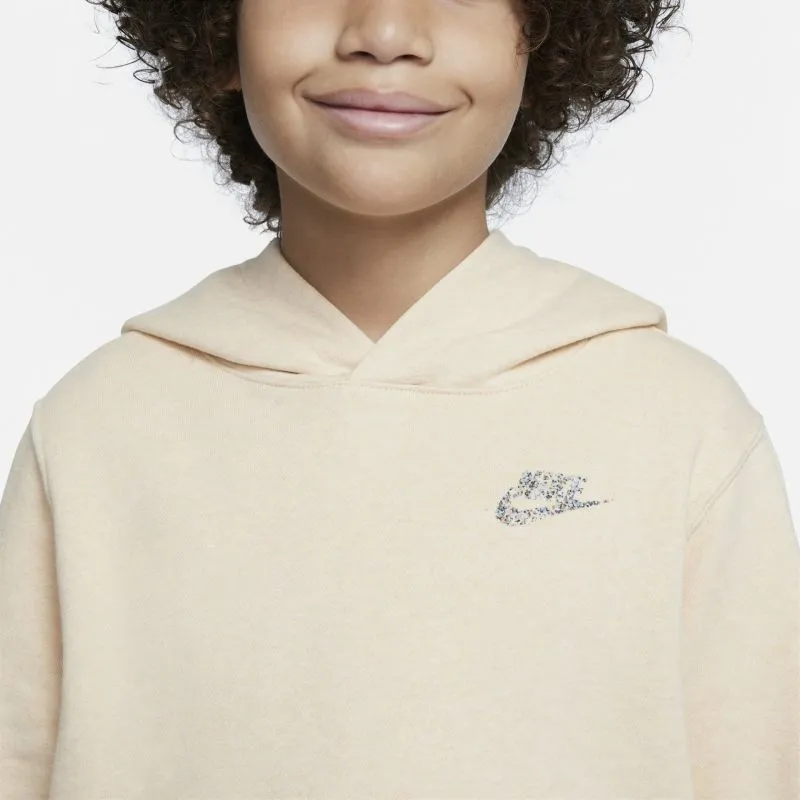 Eco-Friendly Beige Fleece Hoodie for Kids by Nike Sportswear