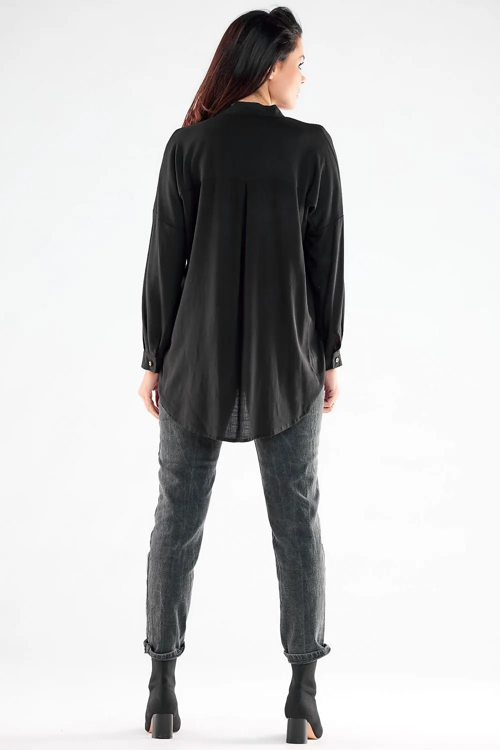 Elegant Long Sleeve Stand-Up Shirt for Men - Ideal for Business and Casual Wear