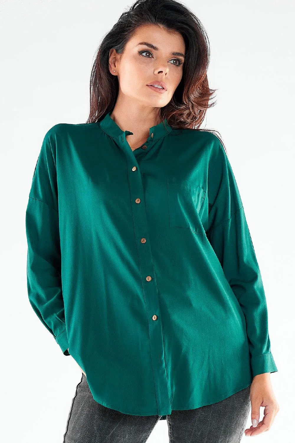 Elegant Long Sleeve Stand-Up Shirt for Men - Ideal for Business and Casual Wear