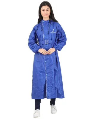 Fabseasons Blue Raincoat for Women with Adjustable Hood & Reflector for Night visibility
