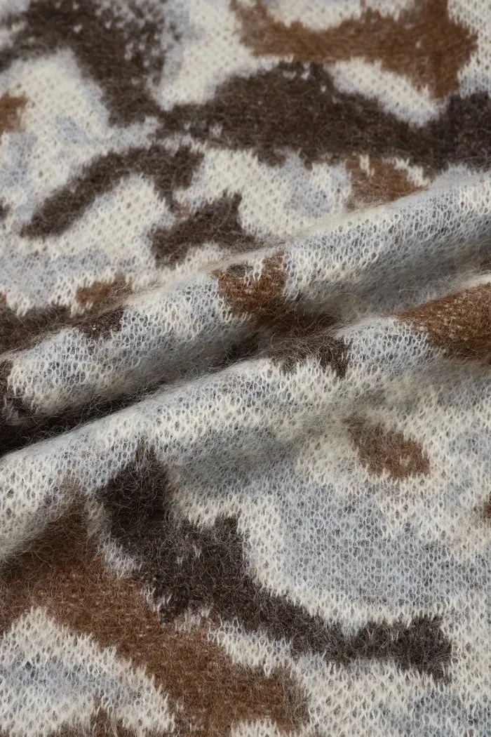Fera Leopard Jacquard Cardigan in Kid Mohair-Wool Blend Knit