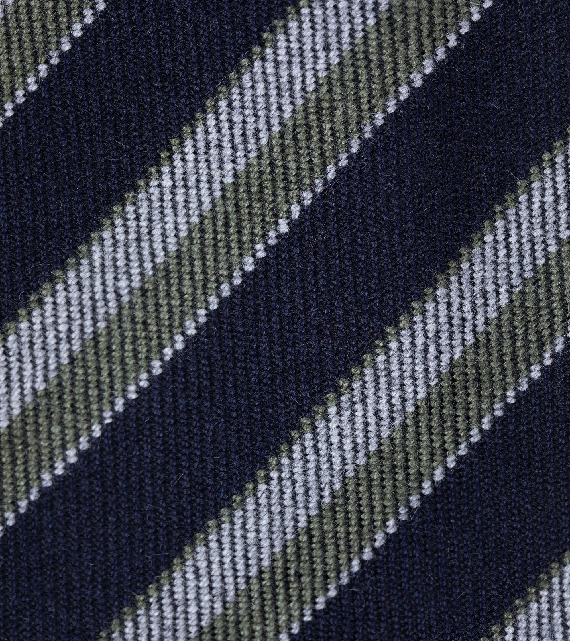 Finamore Cashmere Double Stripe Tie: Navy/Olive
